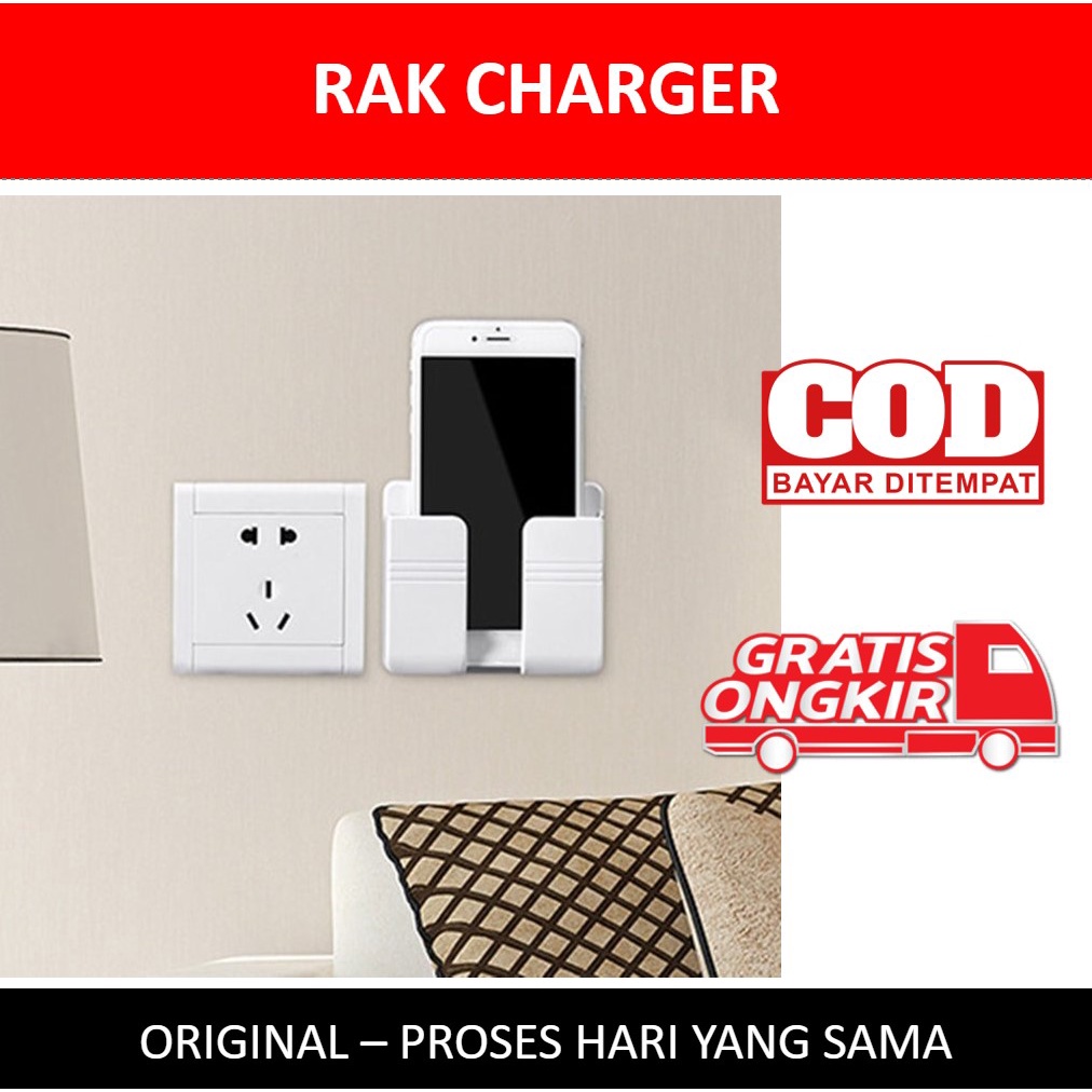 Rak Charger Gantung Tempel Handphone HP Remote AC Warna Charger Kokoh Murah Ori