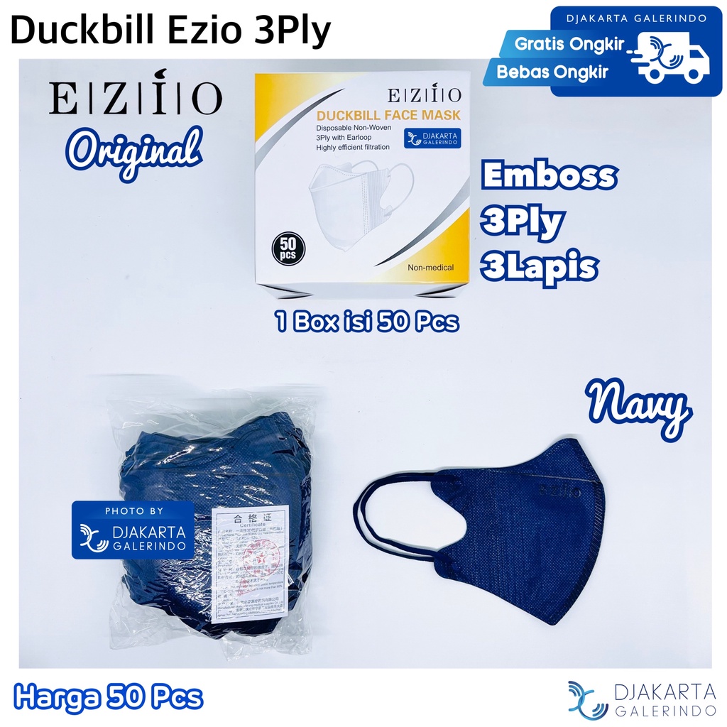 Masker Duckbill Ezio 3Ply Original isi 50Pcs