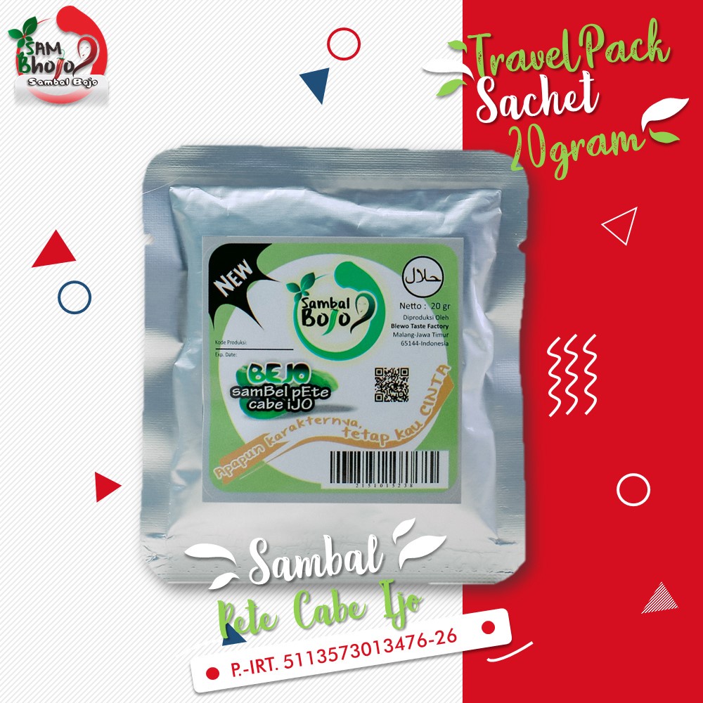 

Sambal Pete Cabe ijo - Sambal ijo Pete travel pack kemasan sachet 20gr
