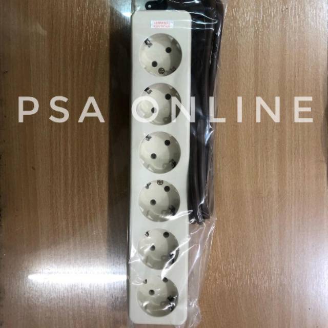 Uticon ST-168 C Stop Kontak Arde 6 Lubang Kabel 2 Meter Putih