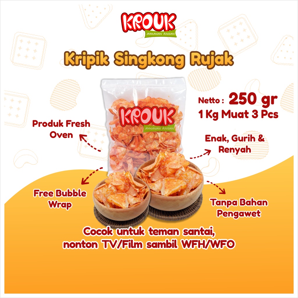 

Krouk Snack Keripik Singkong Rujak Pedas Pedes Hot Cemilan Makanan Ringan Jadul Eceran Jajanan Kekinian Halal Murah Anak Dewasa 250 Gr