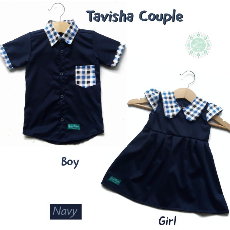 [Harga 1 baju] Baju couple anak cowok cewek kembaran katun biru dongker 6 bulan-6 tahun