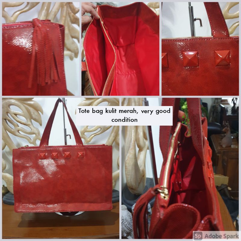 Tas Tote Kulit Merah