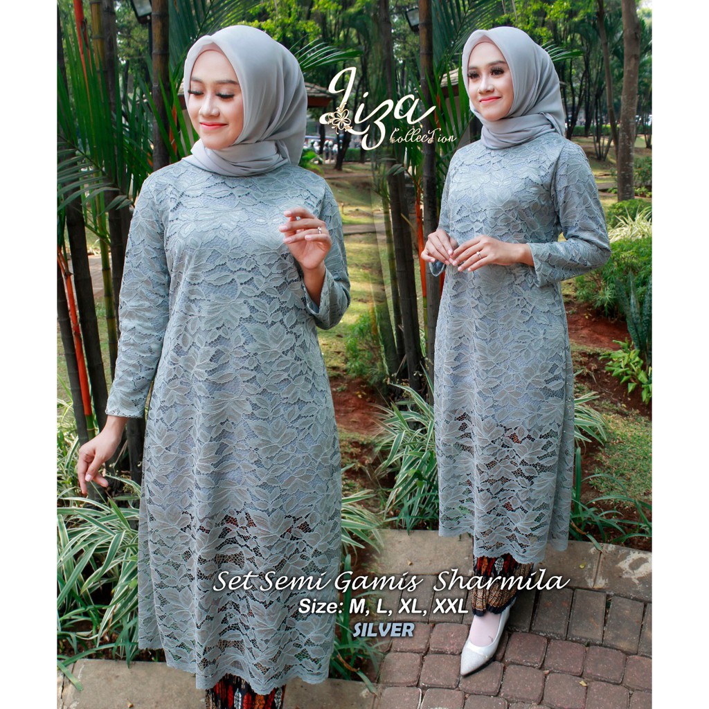 LIZ&gt; new brukat long tunik  -kebaya brukat modern - long tunik kebaya sharmila - baju kebaya brukat