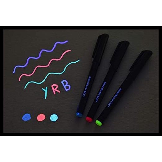 

Set Of 3 Invisible Uv Blacklight Ink Marker Blue Red Yellow