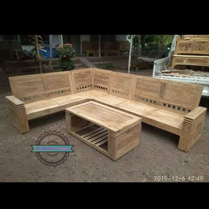 Kursi tamu sudut jati mentahan kayu Grade A