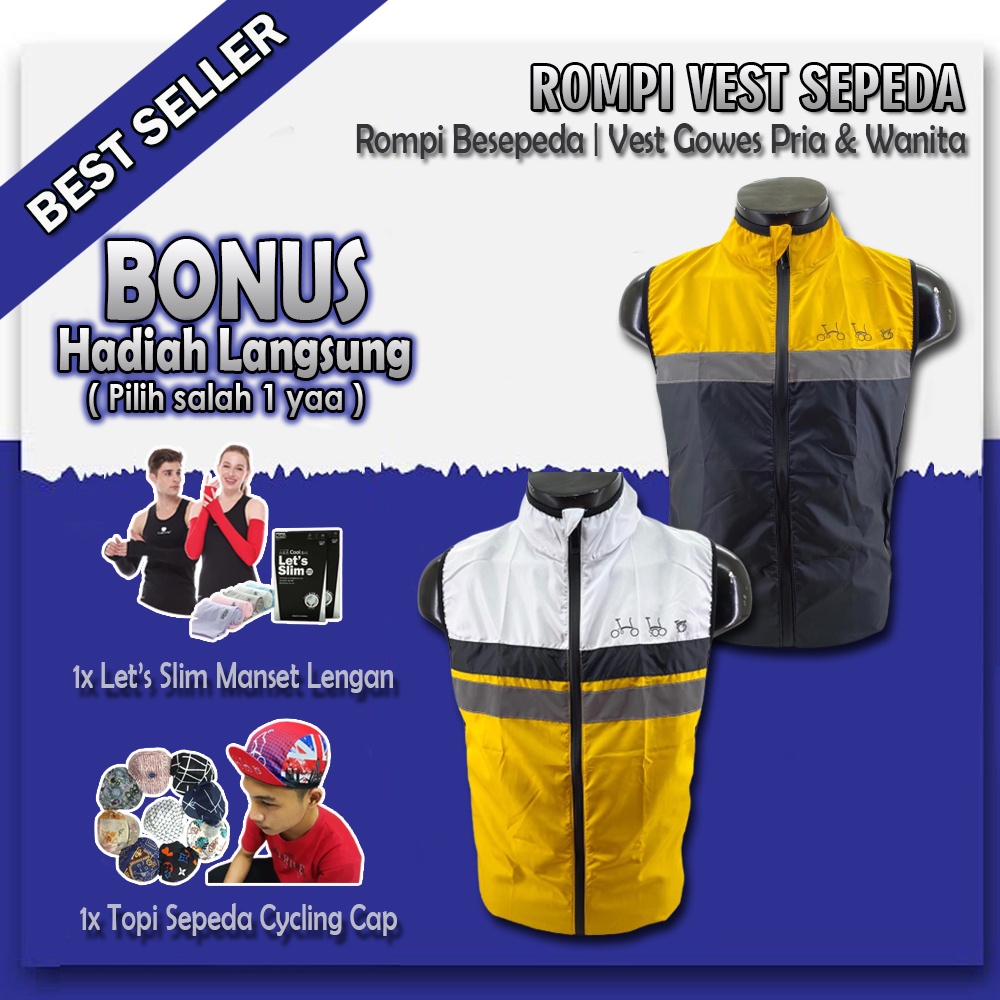 Rompi Sepeda Lipat Pria Wanita UNISEX Vest Bersepeda Gowes Waterproof