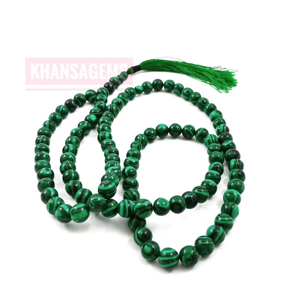 TASBIH BATU MALACHITE DIM 8MM ISI 99 BUTIR PERLENGKAPAN IBADAH SHOLAT DZIKIR FAHSION MUSLIM RAMADHAN SALE