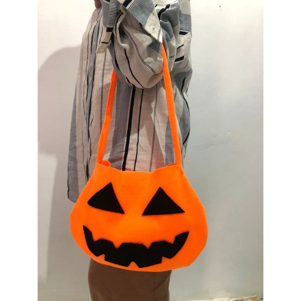 Tas Labu Halloween | Goodie Bag Pumpkin Murah | Aksesoris Pesta Halloween