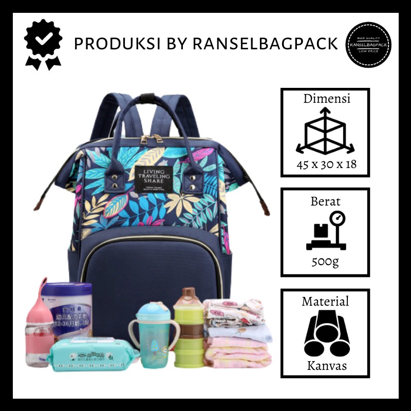 Diaper Bag / Tas Popok Bayi / Ransel Multifungsi / Garansi1tahun / Tas USB RBP001