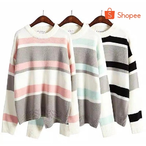 Sweater Rajut Strip BW