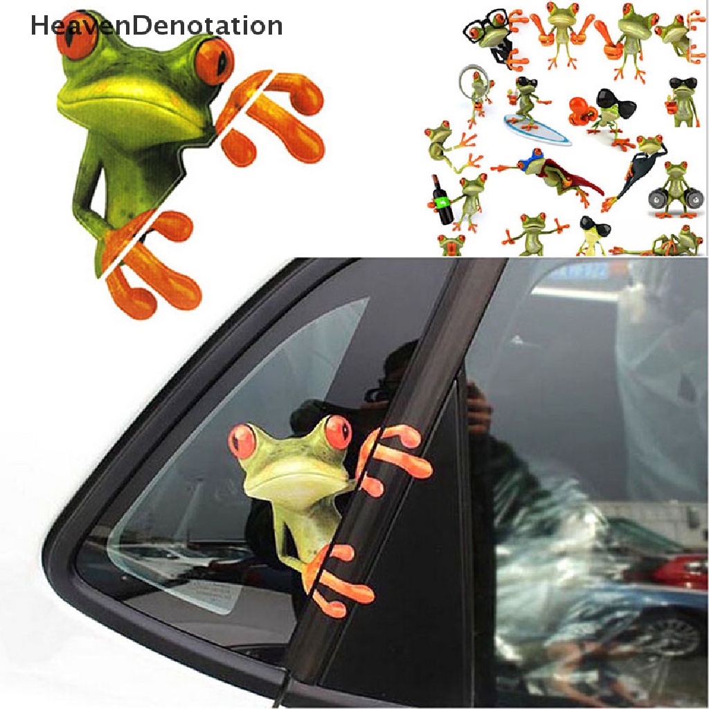 (Heavendenotation) 1pc Stiker Motif Katak Kartun 3d Untuk Dekorasi Jendela Mobil / Truk