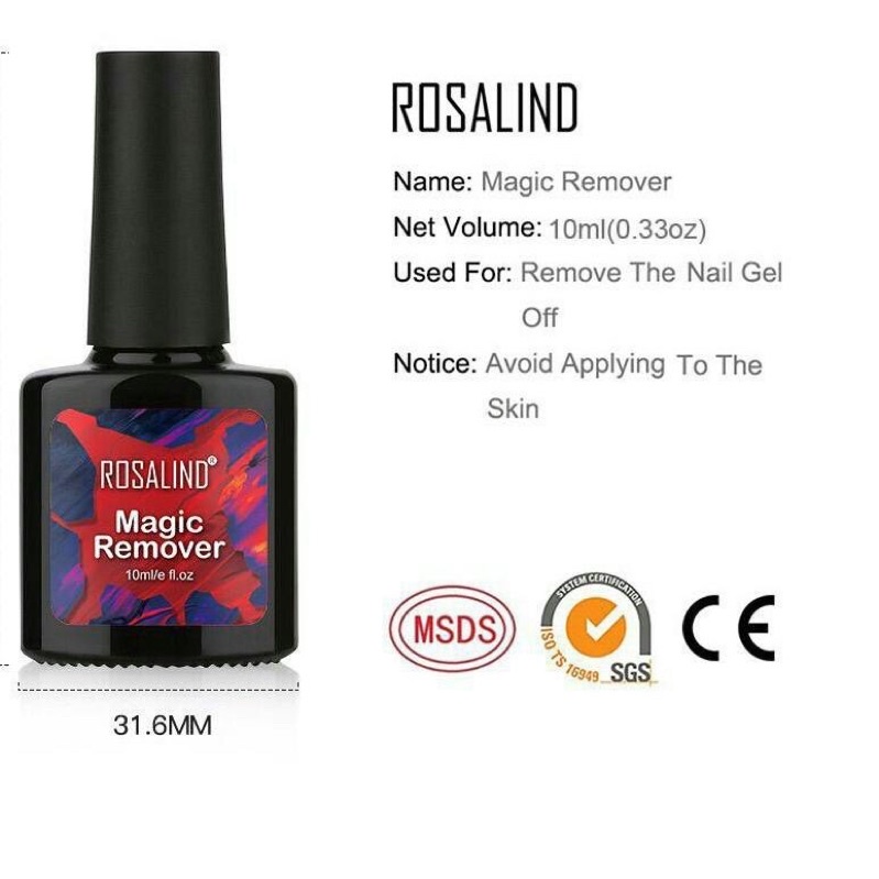 ROSALIND Magic Remover Penghapus Nail Gel / Remover Kutek Gel / Penghapus Kutek Gel