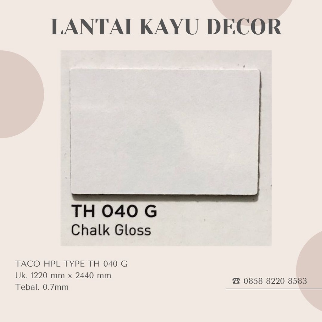 HPL Taco type TH 040 G - Chalk Gloss