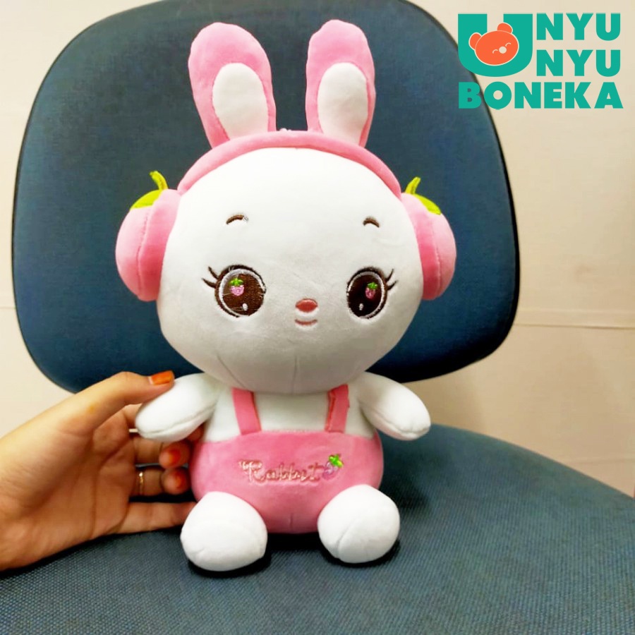 Boneka Kelinci Earphone Size 8&quot;/28cm/animal/BinatangLucu/souvenir/KelinciKecil/MainanAnak