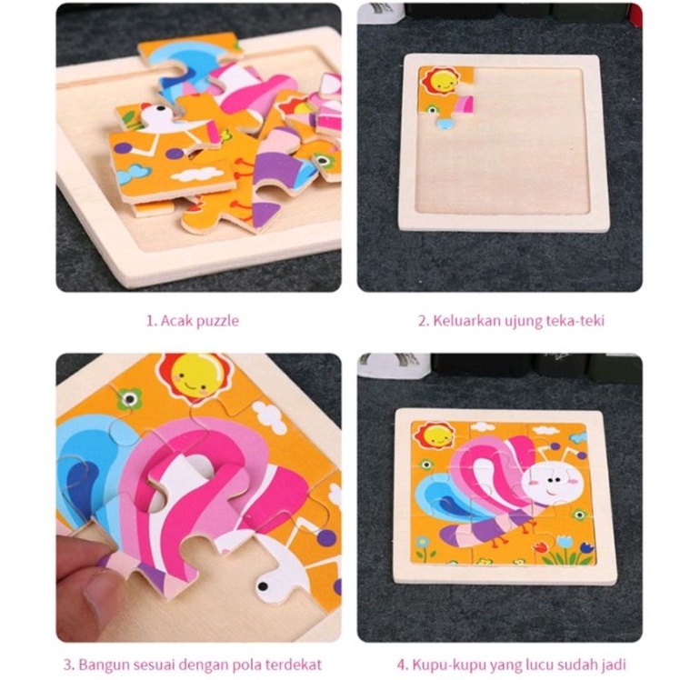 Mini wooden puzzle kayu anak mainan edukasi jigsaw