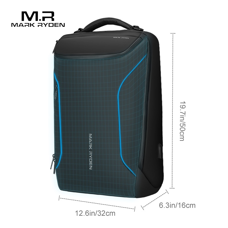 SmallLee Mark Ryden Ransel Laptop Kain Oxford 2021 Baru Anti-Pencuri Tahan Air Fashion Bisnis Ransel Multifungsi 15.6 Inch Tas Laptop USB Pengisian Tas Travel untuk Pria