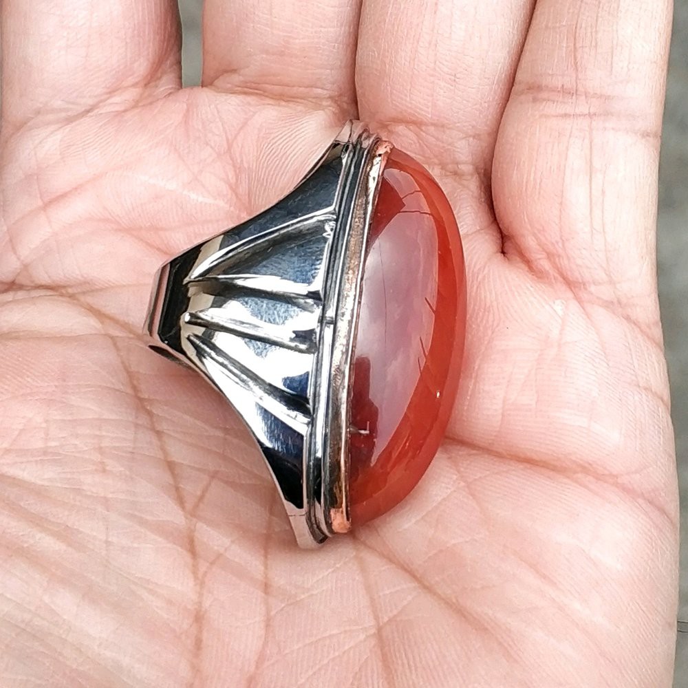 CINCIN BATU AKIK NATURAL PANDAN MERAH NANAS SISIK BETOK