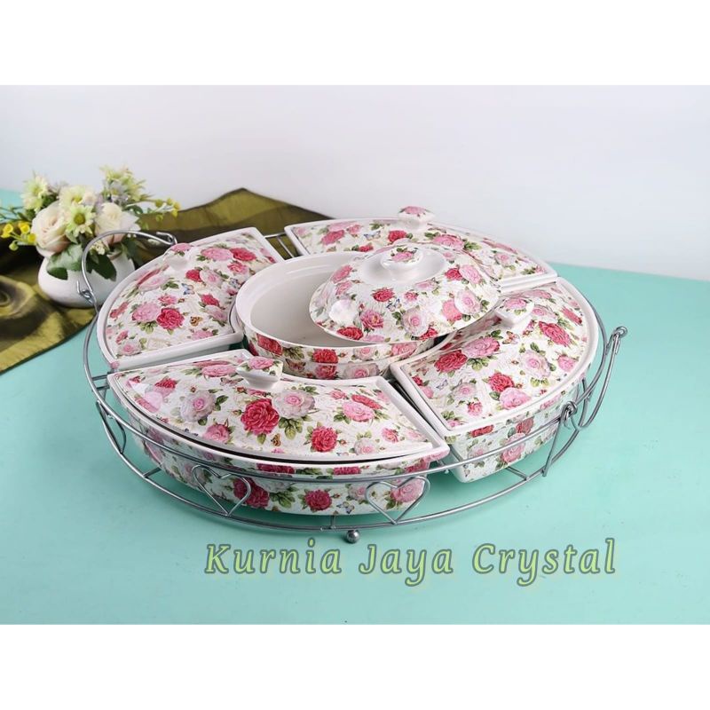 Prasmanan Keramik motif Flower/ Piring saji Keramik flower import