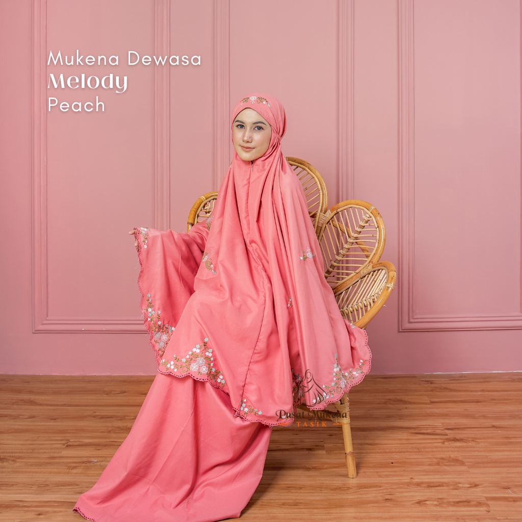 PUSAT GROSIR BELI MUKENA SATU SET (MUKENA + SAJADAH/SEJADAH) DEWASA 2IN1 JUMBO KATUN BORDIR MANUAL MELODY