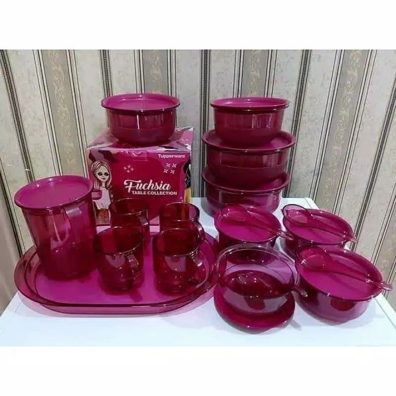 TUPPERWARE - FREE ONGKIR - Fuchsia Table Collection Package (16 pcs/set)