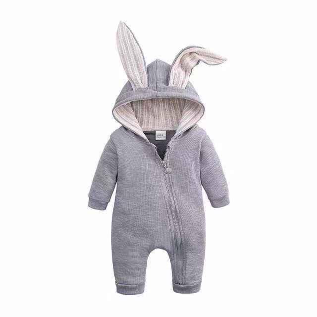 LITTLEDINO - Baby Bunny Onesie Single Romper-Gray