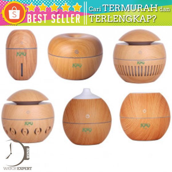 Taffware Ultrasonic Humidifier Aroma Essential Oil Diffuser Wood Design 130ml - KJR12 - Light