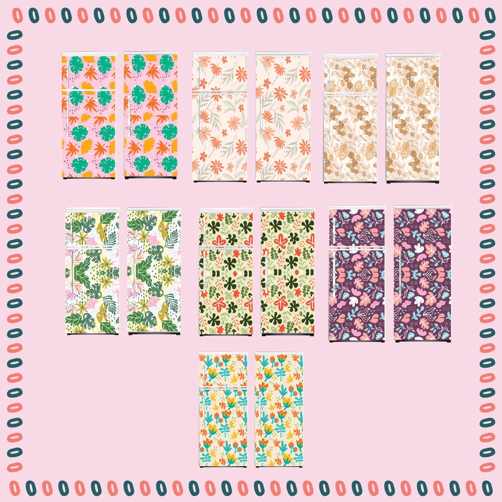 Stiker Kulkas 1 Pintu & 2 Pintu Motif Daun