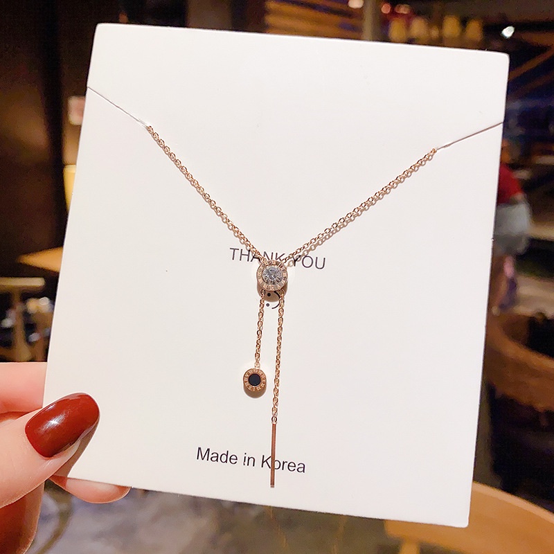 Kalung Choker Bahan Titanium Warna Rose Gold