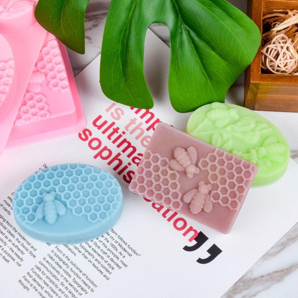 Solighter Cetakan Sabun Perlengkapan Pernikahan Lebah Oval Sarang Lebah Clay Tools DIY Craft Kue Resin Molds