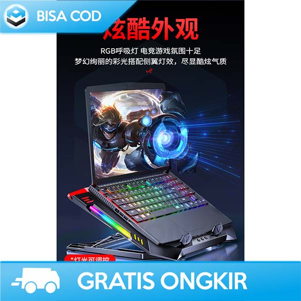 GAMING COOLER PAD FOR LAPTOP 6 FAN USB PORT BY NUOXI Q8 SILVER LED RGB