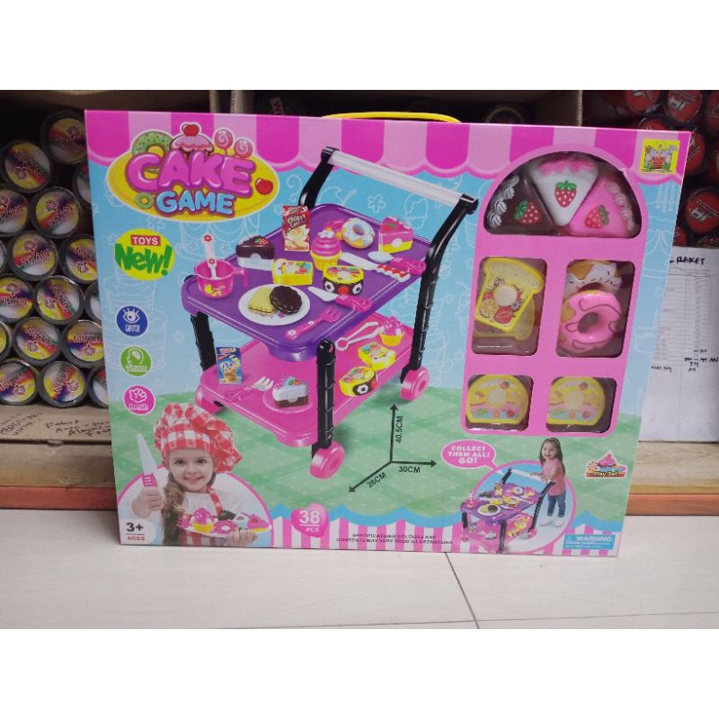 MAINAN MEJA DORONG CAKE GAME troly makanan