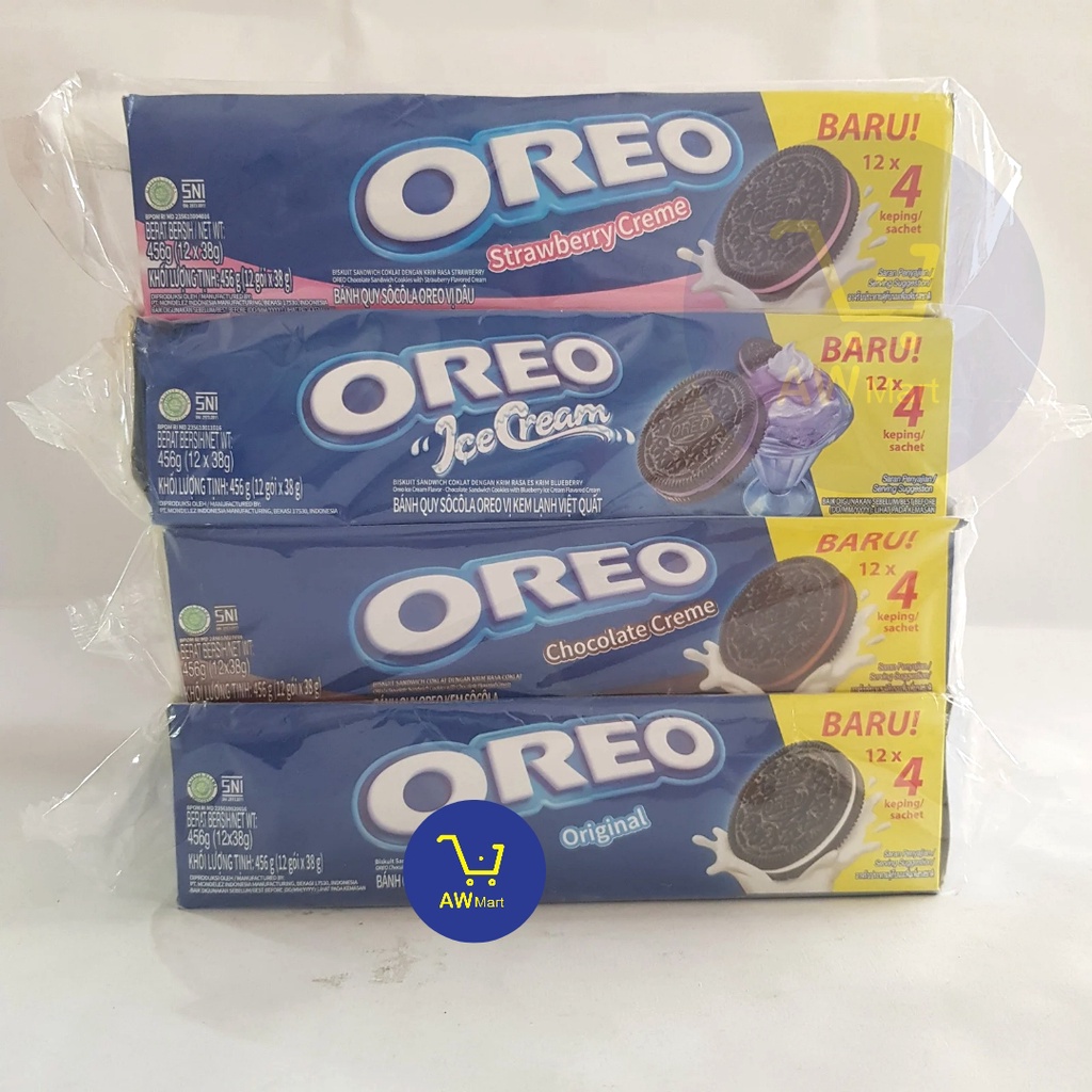 OREO ECER 2000 PER BOX 12 X 38GR (456GR) - ORIGINAL/STRAWBERRY/CHOCOLATE/ICE CREAM