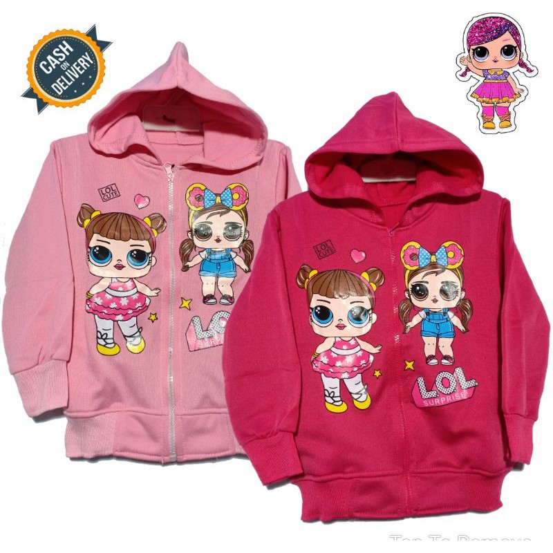 Jaket Sweater Hoodie Anak Anak Bayi Perempuan Wanita Cewek Karakter Kuda Pony Hello Kitty Doraemon C