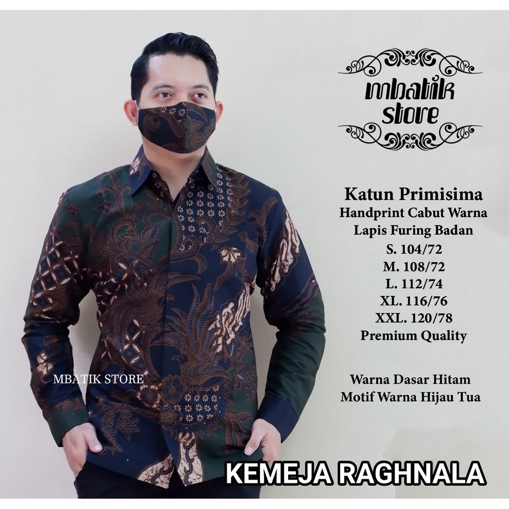 Kemeja Raghnala Biru Batik Pria Lengan Pendek Full Furing by Mbatik Store