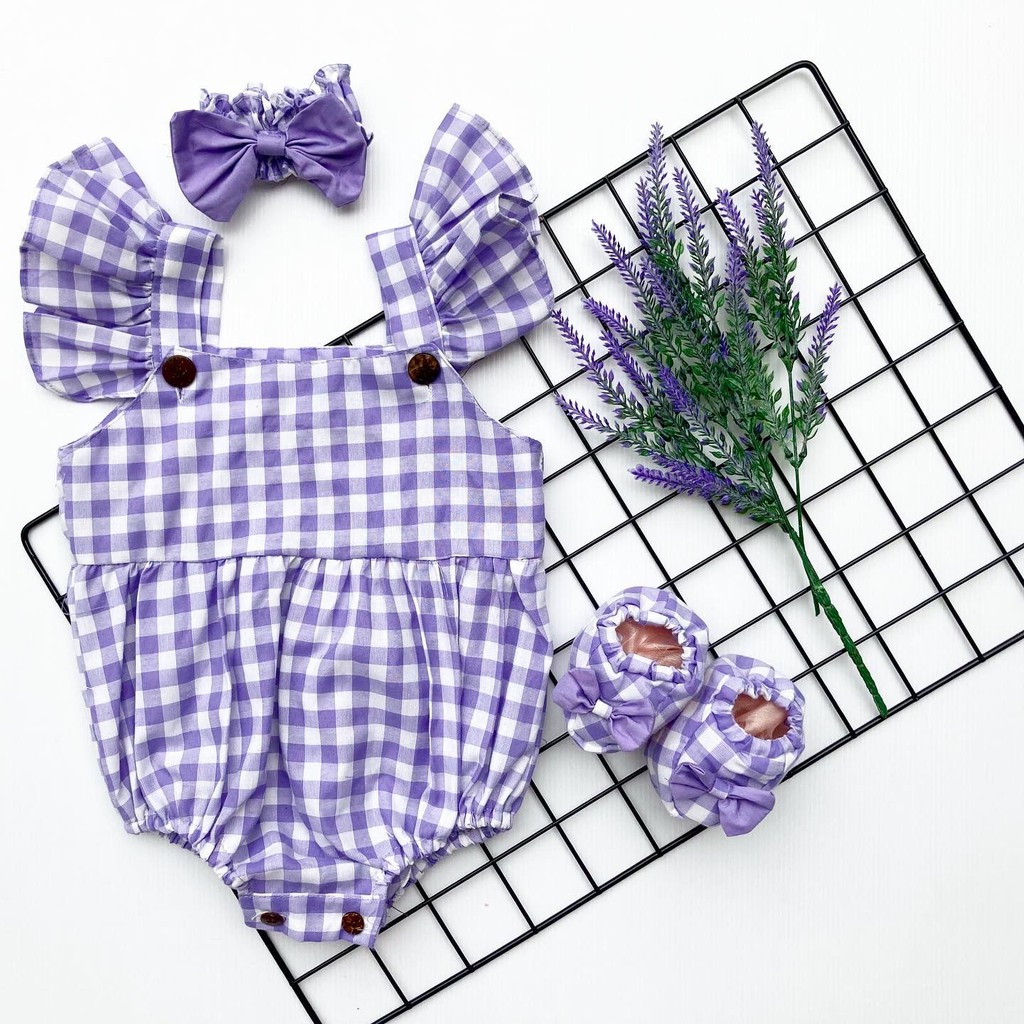 CHEERFUL / MICHA CHERRY BLOSSOM / EMMA JUMPER Baju setelan jumper rok bunga bandana sepatu pergi lucu fashion anak bayi perempuan-cheerful lilac kotak