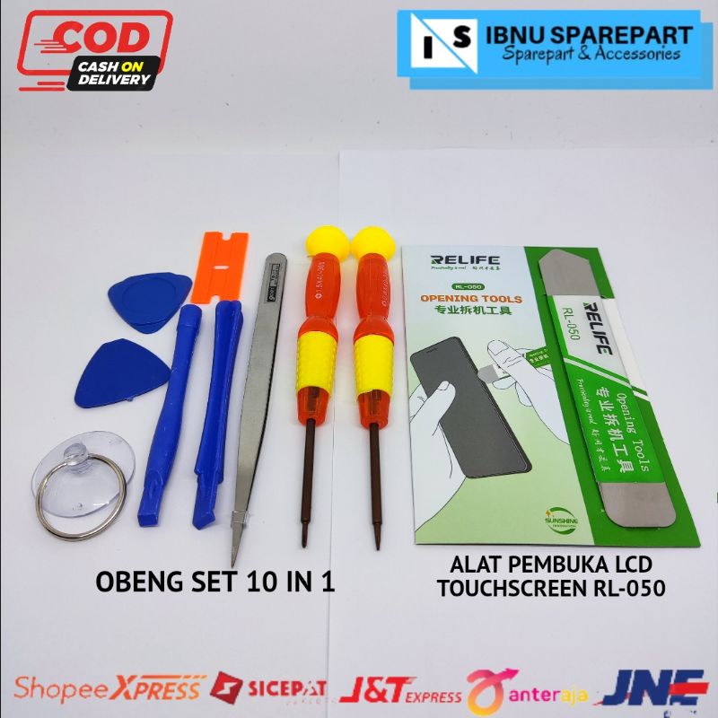 OBENG SET  HP 10 IN 1 + ALAT PENCUNGIL / PEMBUKA LCD TOUCHSCREEN RL-050 ORIGINAL OPENING TOOLS