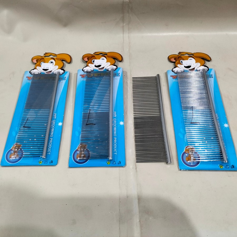 Sisir pet grooming comb stainless anjing kucing size L P 20cm x L6cm