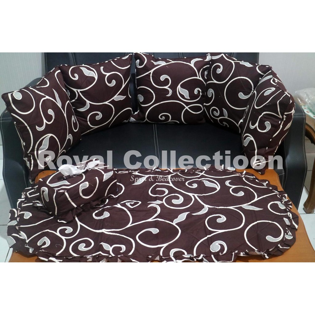 ROYALCOLLECTIOON - SET SARUNG BANTAL SOFA ULIR COKLAT