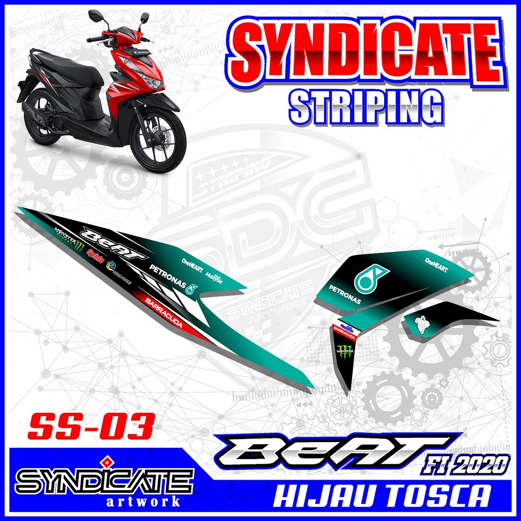 Sticker Stiker Striping lis Variasi PETRONAS Motor Beat Fi / Street ESP 2020 Kode SS-03