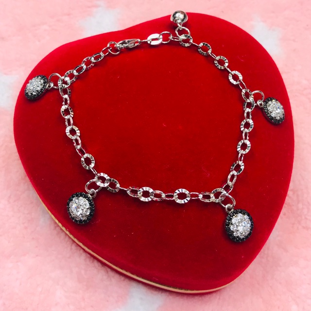 GELANG TANGAN MAINAN PERMTA SILVER925/LAPIS EMAS PUTIH ASLI/GT018