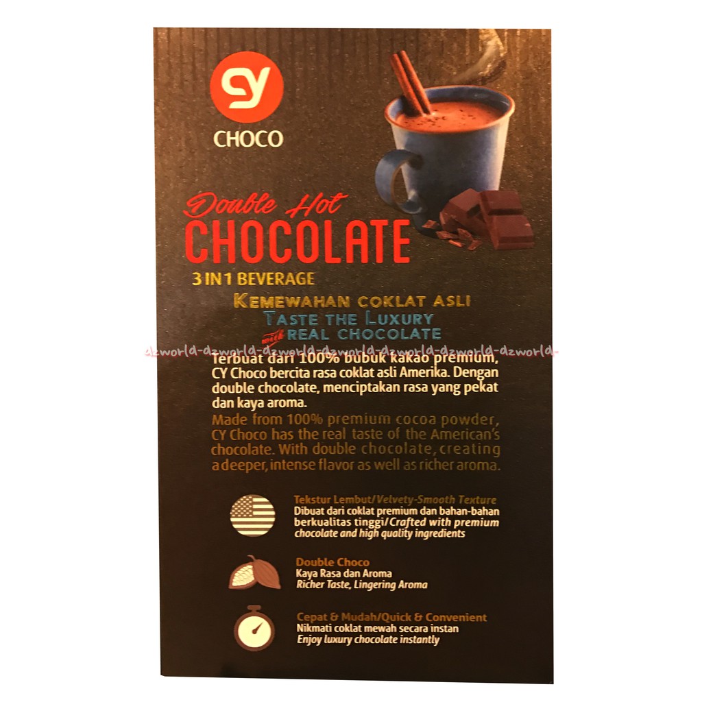 Choco Double Hot Chocolate 3 In 1 Beverage Minuman  Coklat Instan Isi 10 Sachet