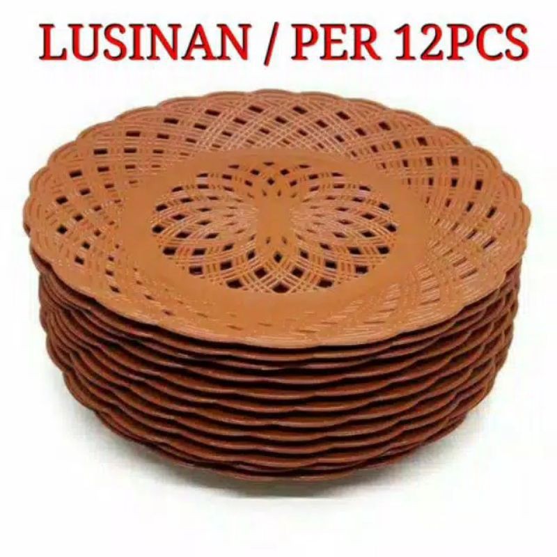 [COD] PIRING ANYAM PLASTIK ROTAN 12 PCS (LUSINAN)