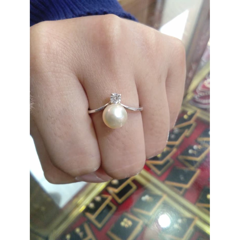 Cincin Mutiara Lombok Cincin Perak Mutiara Asli Air Tawar Lombok /Alsa Pearls