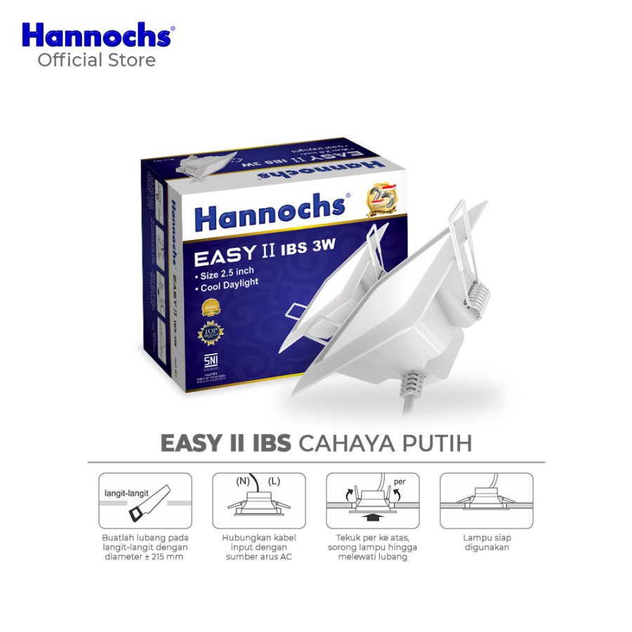 Hannochs Downlight LED EASY II 3W - Cahaya Putih