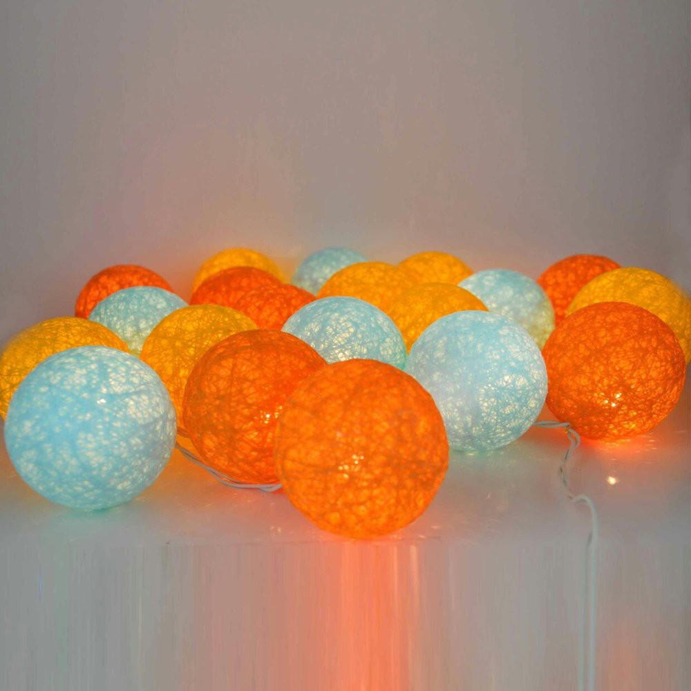 Cotton Ball Light Aqua Sunkist LED - Lampion Benang - Lampu Tidur - Tumblr Lamp  Terlaris