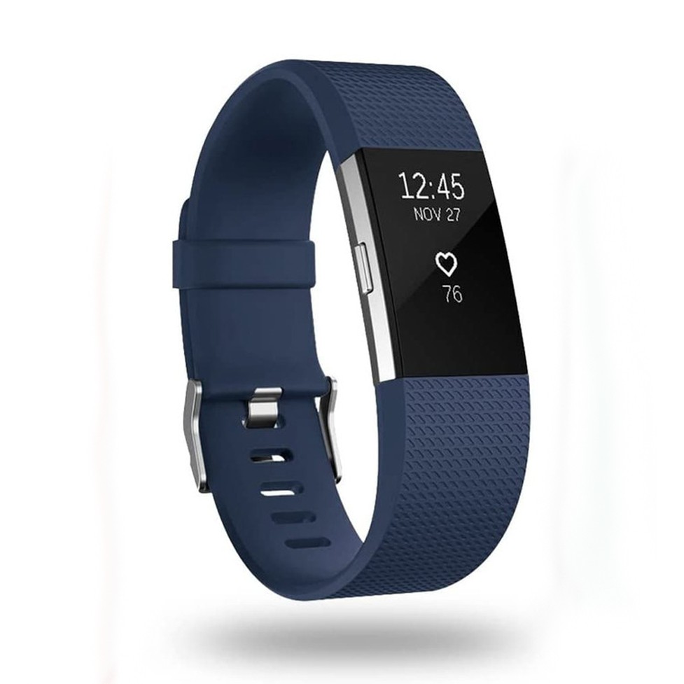 Tali Jam Sport Silicone Strap Band Fitbit Charge 2 Classic navy blue