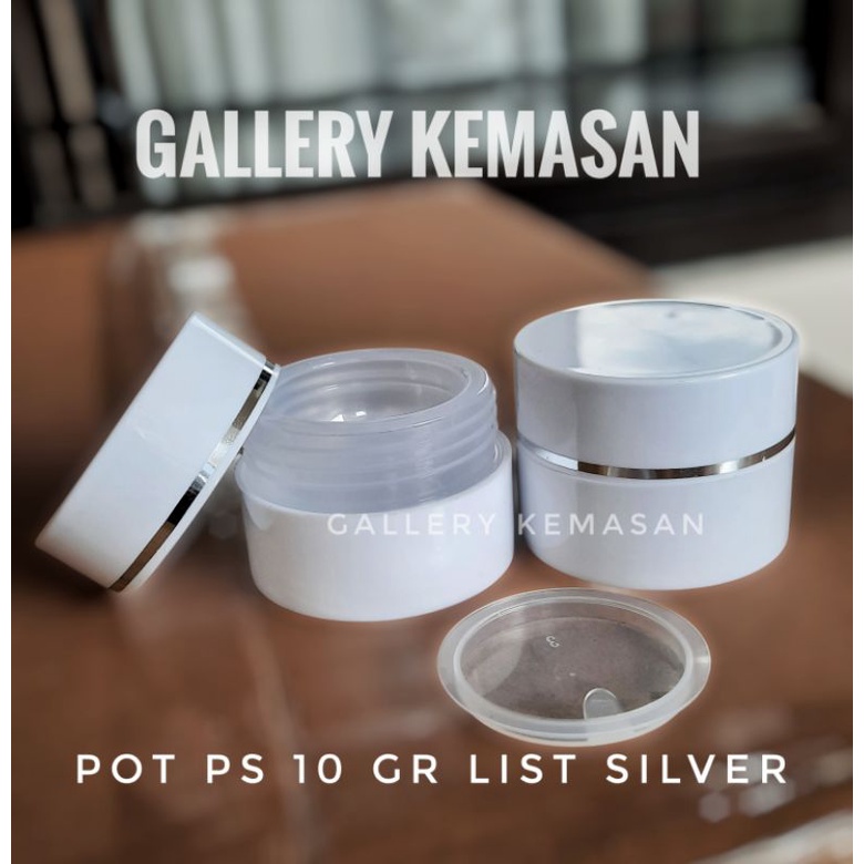 Jual Pot Cream Kemasan Kosmetik Kemasan Cream Wajah PS 10gr Putih List Silver Indonesia Shopee