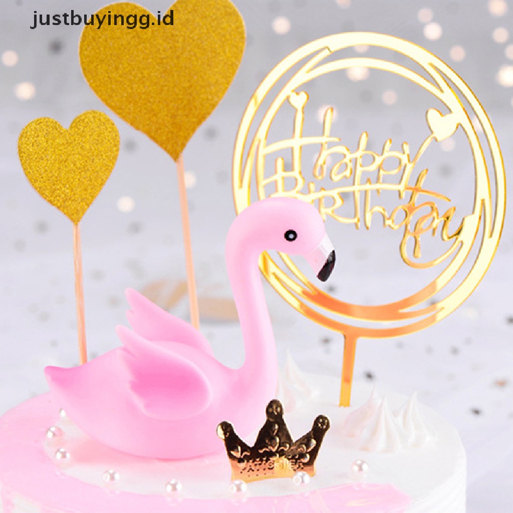 Topper Kue Desain Flamingo Warna Pink Untuk Dekorasi Pesta Ulang Tahun Pernikahan