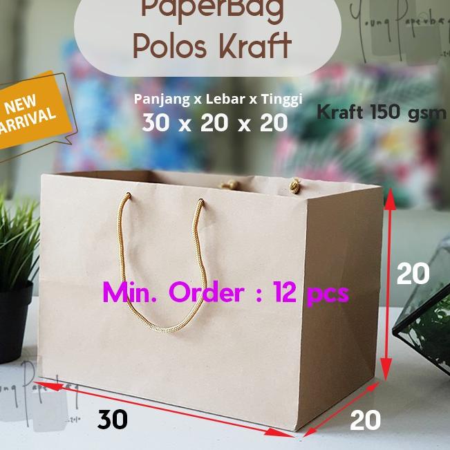 

[KODE BARANG W0V46] Paperbag / Tas Kertas / Paper Bag Polos Coklat Kraft 30 x 20 x 20 (1 pcs) hn